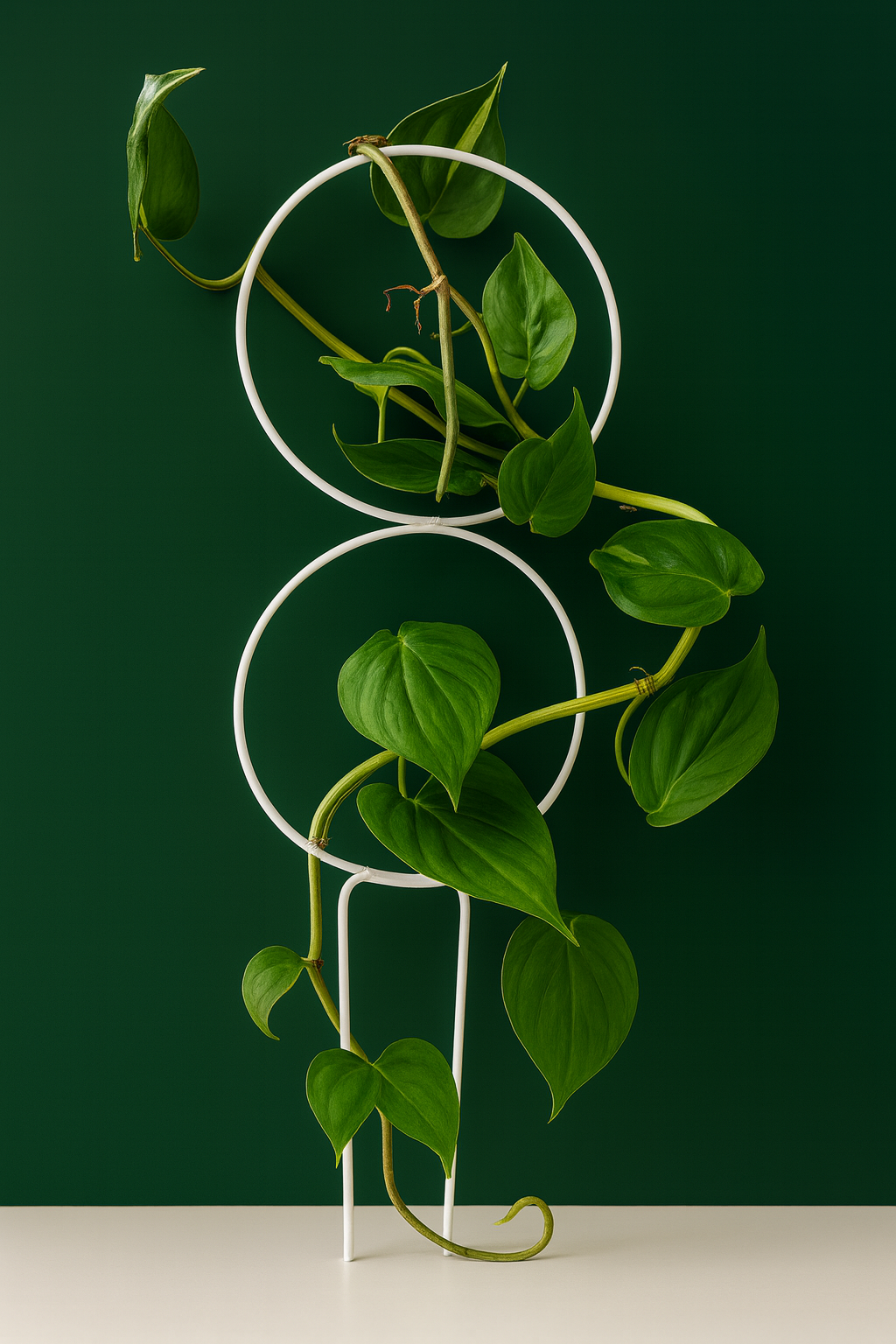 Metal Plant Support 56 cm Double Ring Handmade White for Climbing Plants