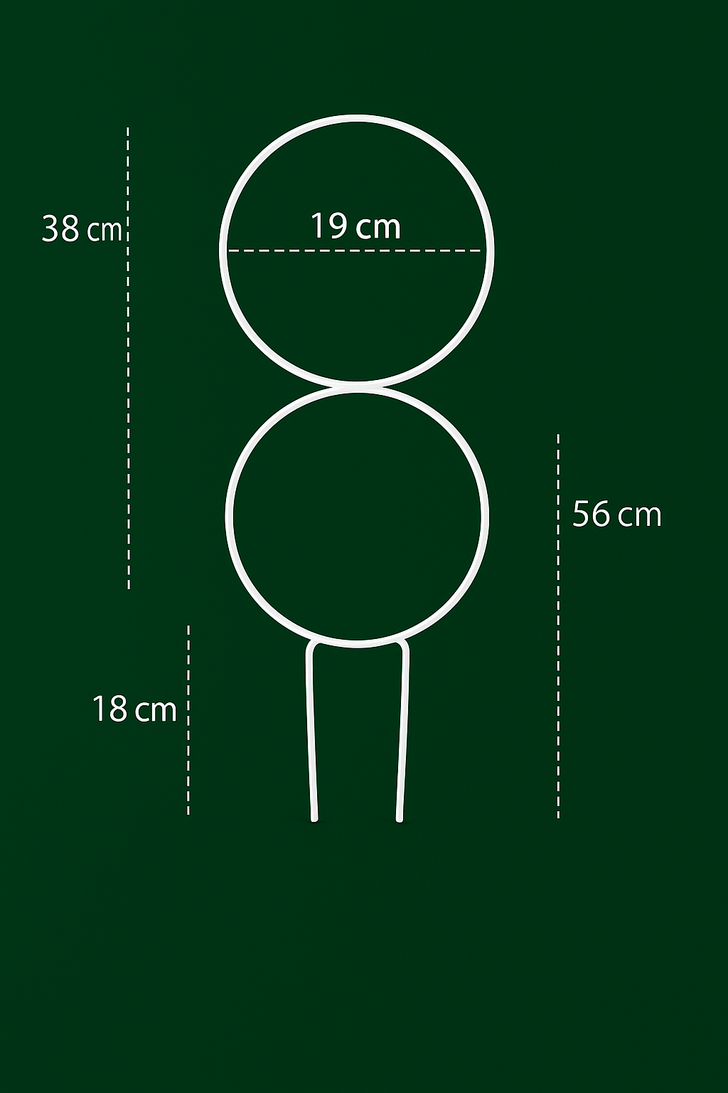 ÇİFT HALKA Metal Bitki Desteği 56 cm