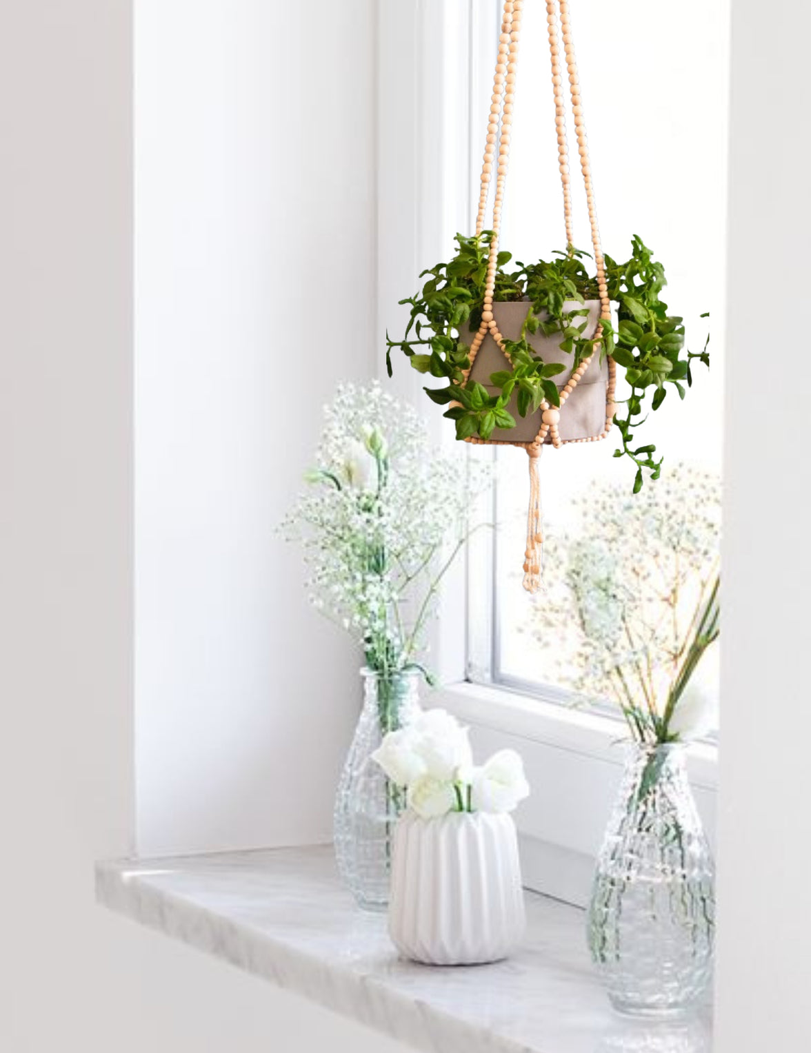 Boncuklu Saksı Askısı 75 cm