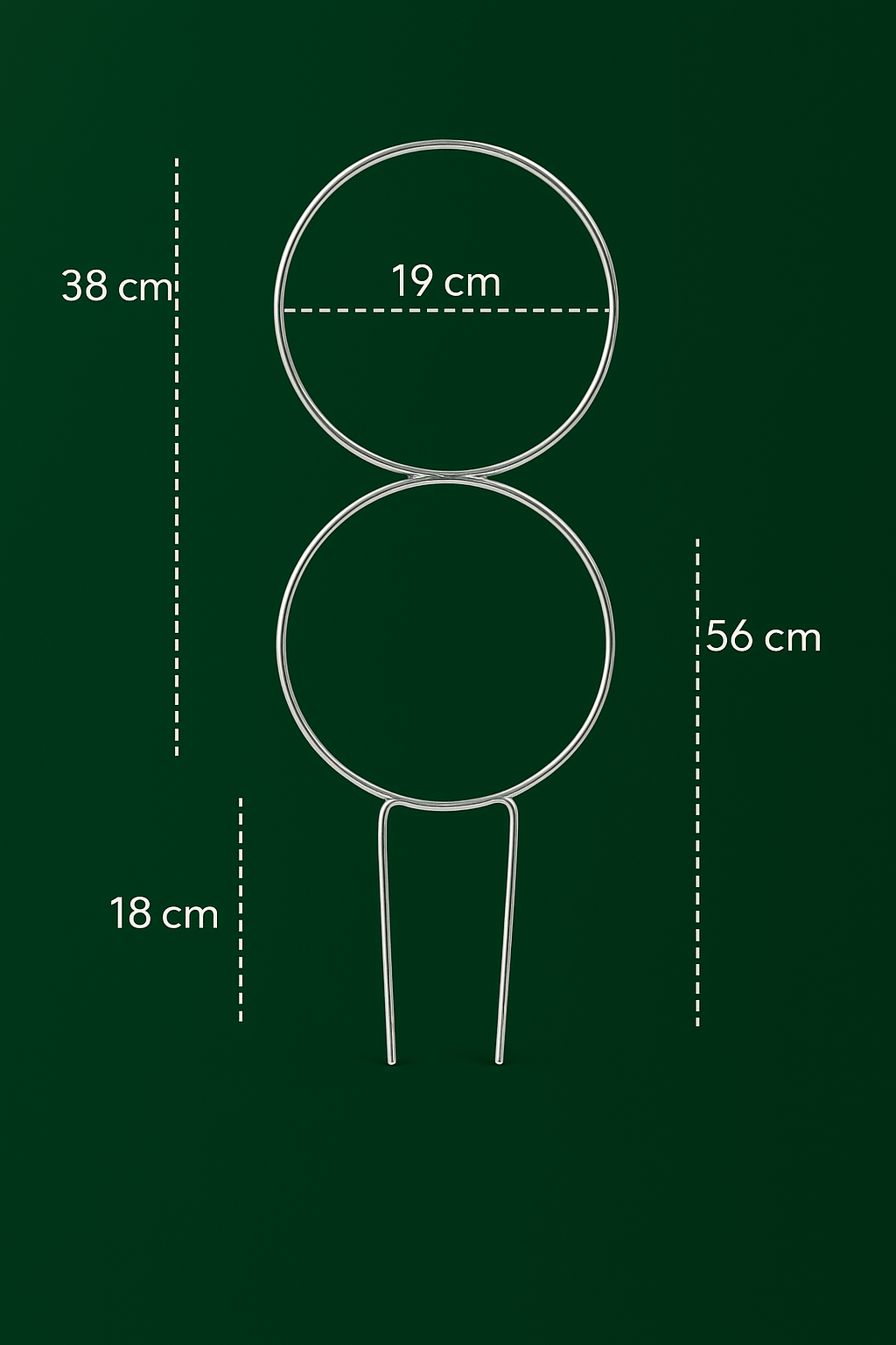 ÇİFT HALKA Metal Bitki Desteği 56 cm