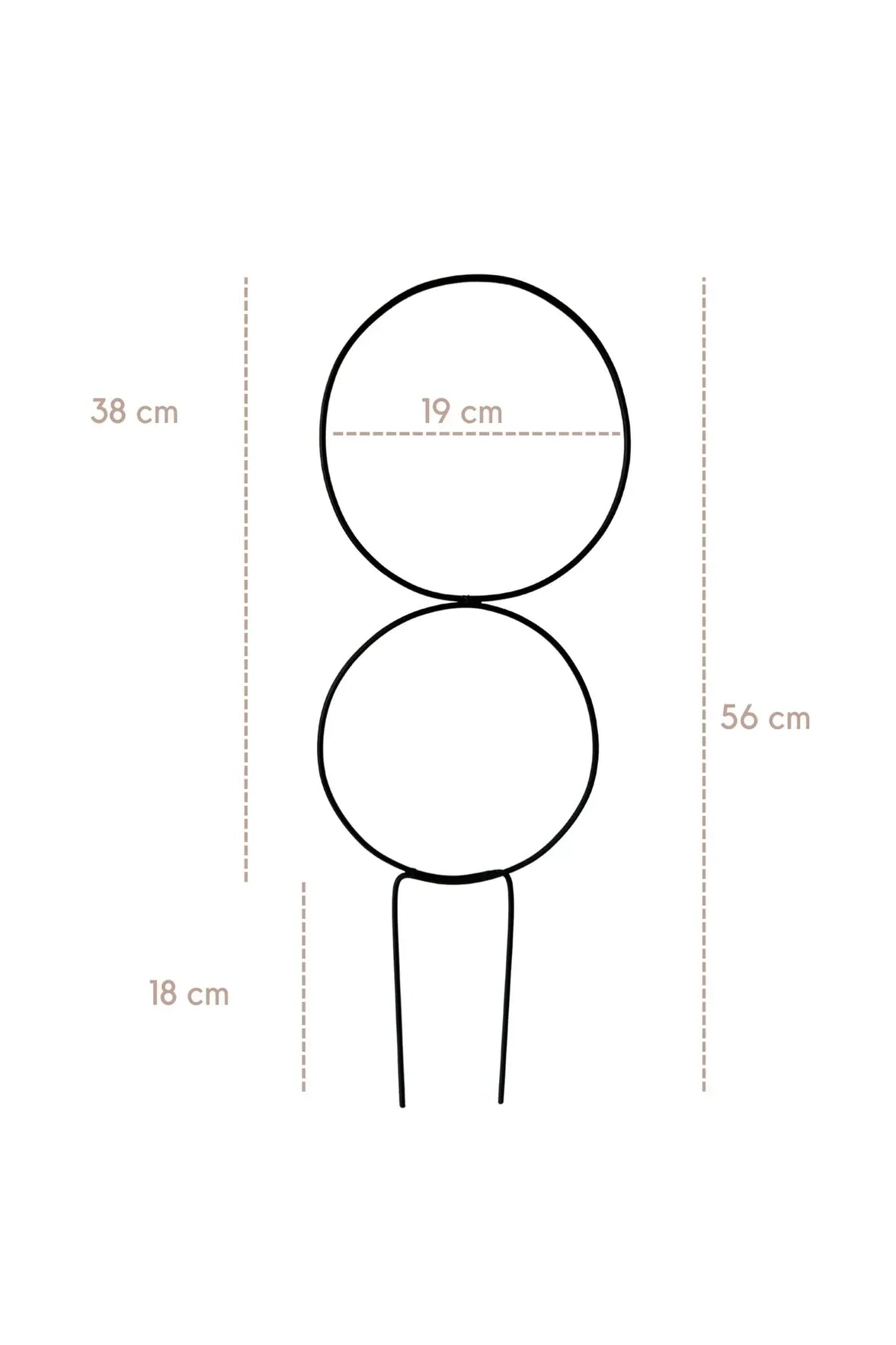 Metal Plant Support 56 cm Double Ring Handmade Black for Climbing Plants