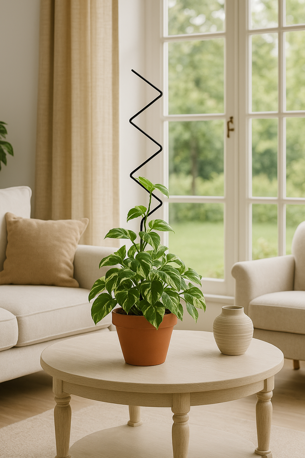 Metal Plant Support Zigzag Model 80 cm Black for Climbing Large-Leaved Plants