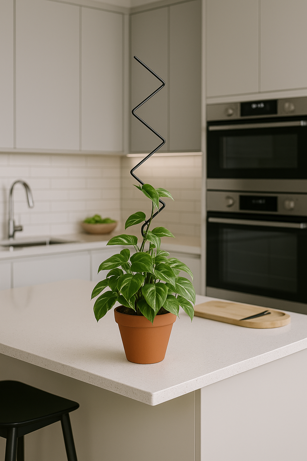 Metal Plant Support Zigzag Model 80 cm Black for Climbing Large-Leaved Plants