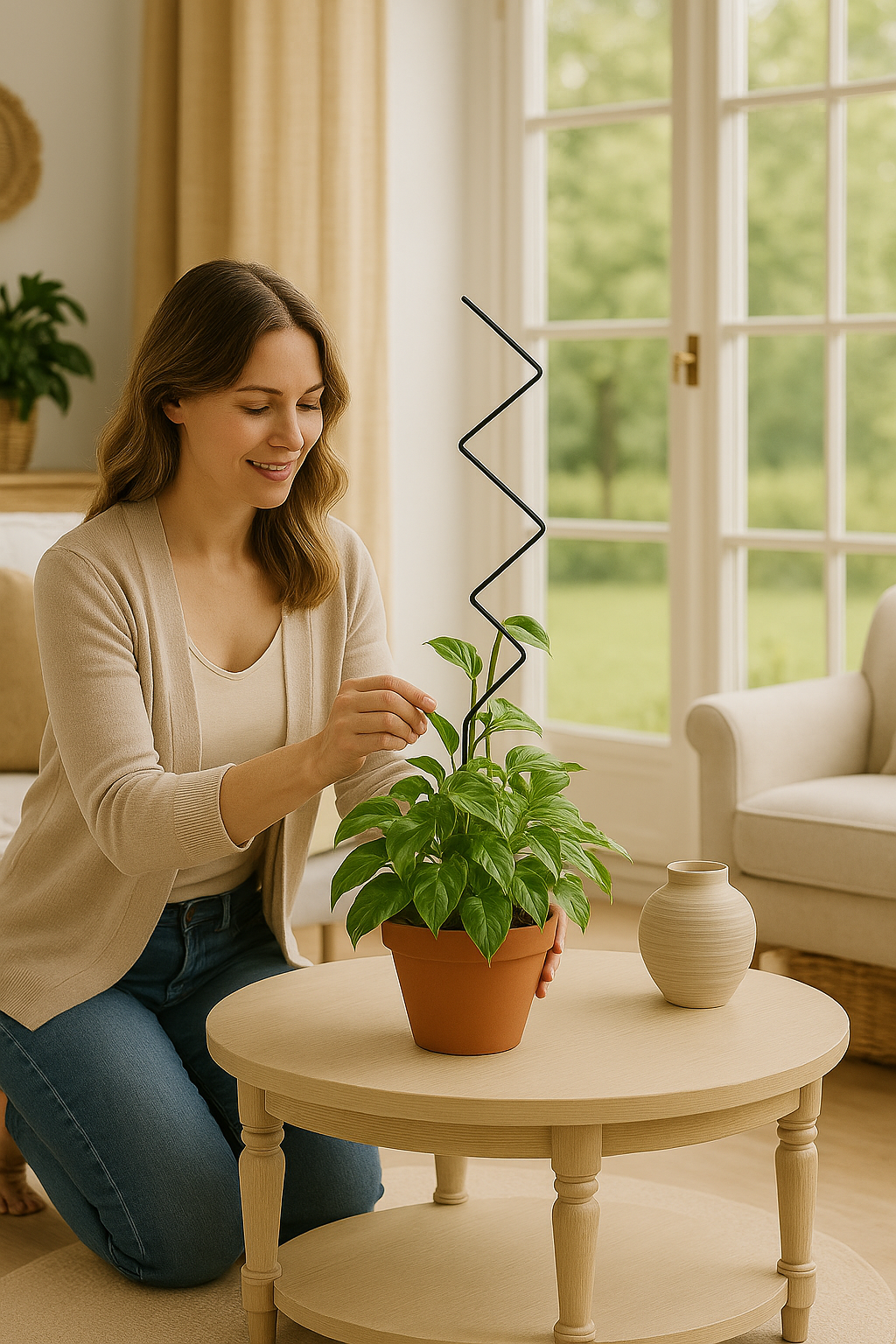 Metal Plant Support Zigzag Model 80 cm Black for Climbing Large-Leaved Plants