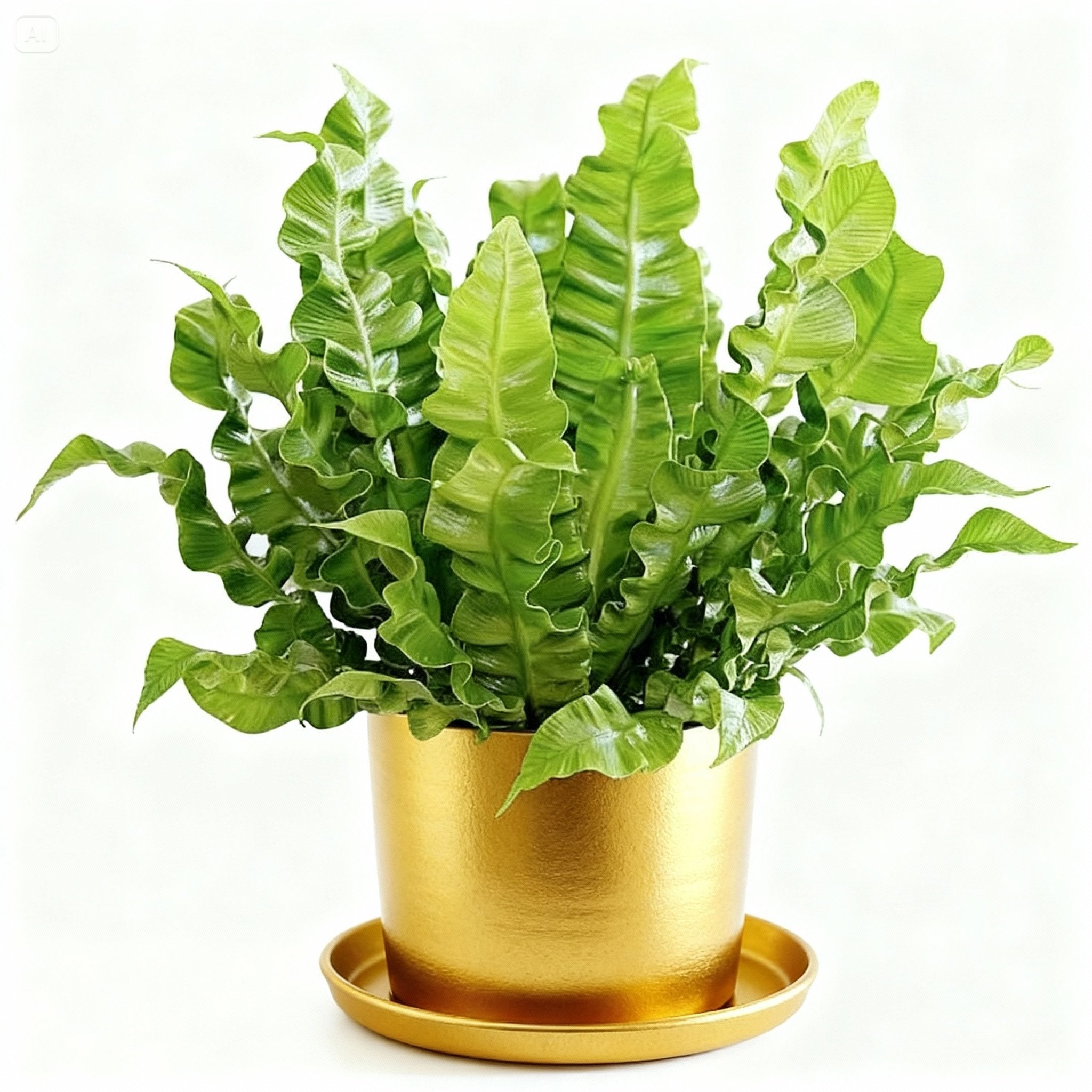 London Series Terracotta Pot 15x15 cm, with Saucer, Drainage Hole, Decorative, Gold Color